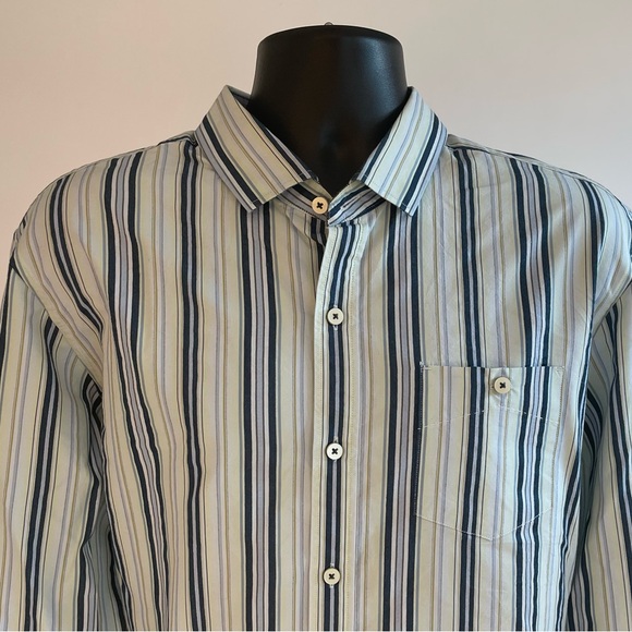 Tommy Bahama Island Modern Fit Aqua Button Down Shirt L/S Stripe Mens Large XL - Picture 2 of 7